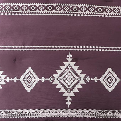 MaiRêve Embroidery King Size Comforter Set Purple, Boho Farmhouse Western Bedding Set 7 Pieces, All Season Bed in A Bag Comforter Set with Sheets, Pillowcases & Shams