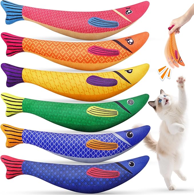 Cat Toys for Indoor Cats, 6 Pack Interactive Catnip Toys for Bored, Kitten Kicker Toy for Kitty with Sound, Cat Chew Toys for All Breeds-Mewly Pet