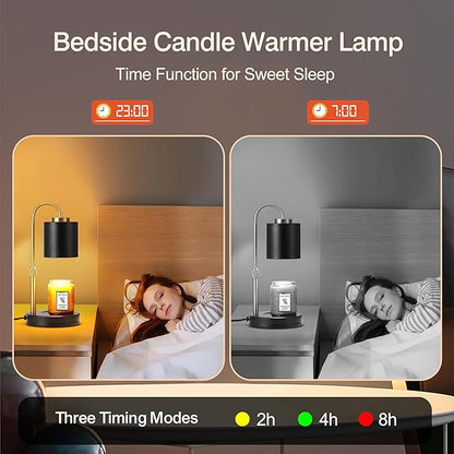 CASTLELIFE Candle Warmer Lamp with Timer & Dimmer, Height Adjustable Electric Wax Melt Warmer for Jar Candles, Gifts for Mom Home Decor, Black Gold