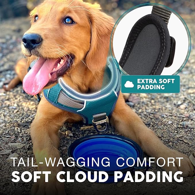 Embark Adventure Dog Harness, Reflective Trim No Pull Dog Harness Medium Sized Dogs - Military Grade Nylon, Front Clip with Gel Lined Handle.-Mewly Pet