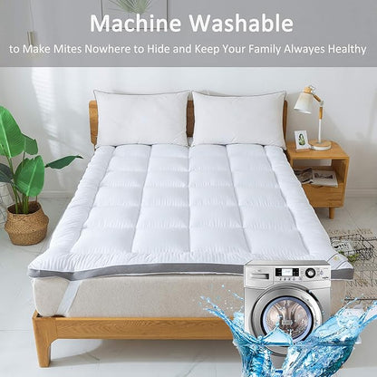 Mattress Topper Full & Mattress Pad Protector - Quality Plush Luxury Down Alternative Pillow Top - 2inch Extra Thick Mattress Cover(54"x75")