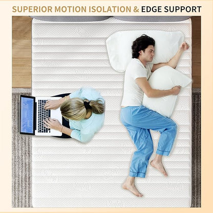 PurrJoys Mattress Double Mattress, 10 Inch Hybrid Memory Foam Firm Full Size Mattres with Hybrid Full Bed Matress in a Box Pressure Relief & Supportive Full Size Mattresses