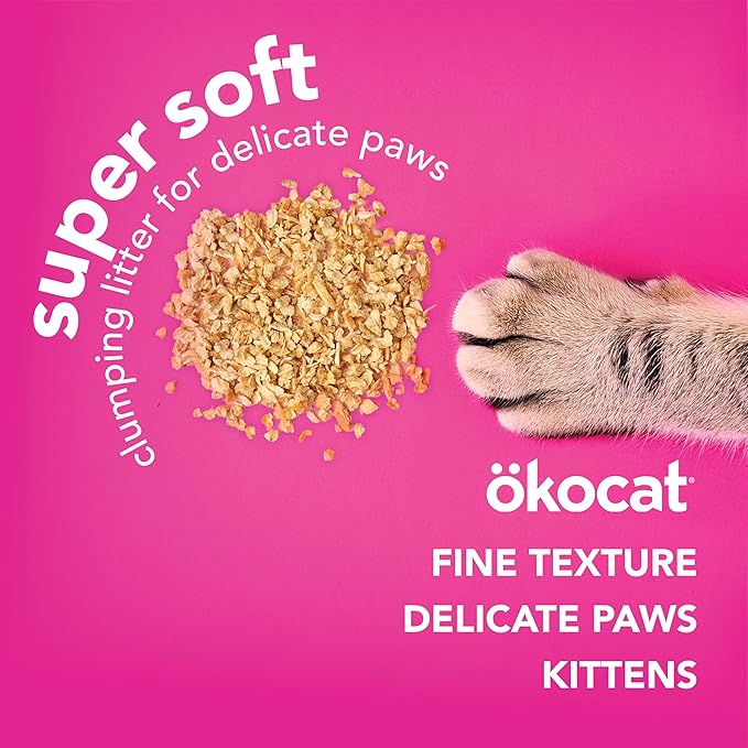 ökocat Super Soft Wood Clumping Cat Litter, Unscented, 10.6 pounds - Natural Ingredients, Stops Odor, Clumps Solid, 99% Dust Free, Great for All Cats, Sensitive Paws, Kittens-Mewly Pet