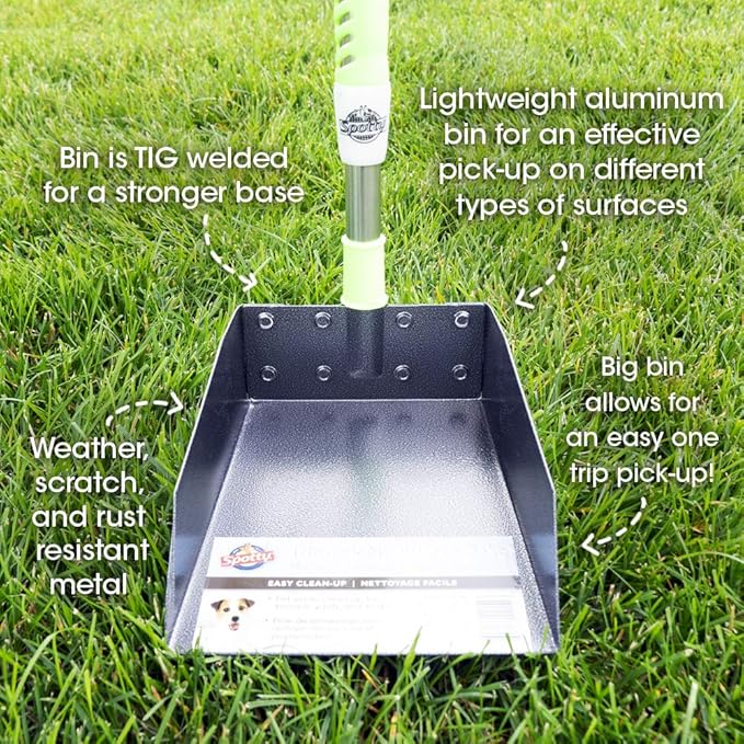 Aluminum Telescoping Metal Handled Poop Tray with Rake Sturdy Lightweight Pooper Scooper Extends 43" Long Scoop Great for Large & Small Dogs (2154)-Mewly Pet