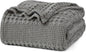 PHF 100% Cotton Waffle Weave Blanket King Size for Bed, Soft Lightweight & Breathable, All-Season Comfort, Luxury Aesthetic Woven Bedding for Home Decor, 108"x90", Dark Grey