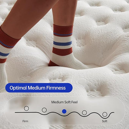 Full Size Mattress, 12 Inch Hybrid Full Mattress in a Box, Double Mattress with Memory Foam and Pocket Spring for Back & Lumbar Support,Soft,Pressure Relief,Zoned Support, Medium Firm