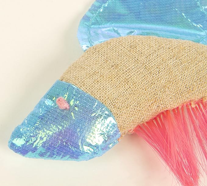 Petlinks Batty Beta Fish Crinkle Catnip Cat Toy - Tan/Blue, One Size-Mewly Pet