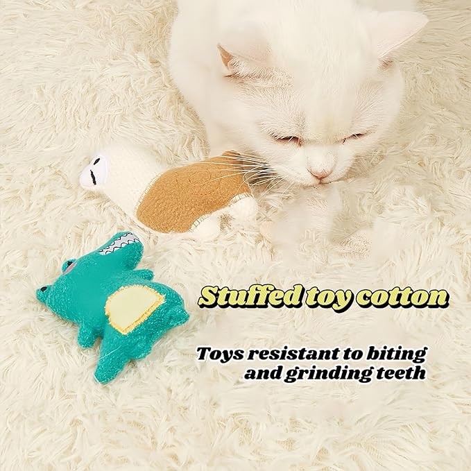 Catnip Toys for Indoor Cats - 6 Pack Organic Plush Kicker Toys, Bite-Resistant Cute Funny Toys for Play & Enrichment from Kittens to Senior Cats-Mewly Pet