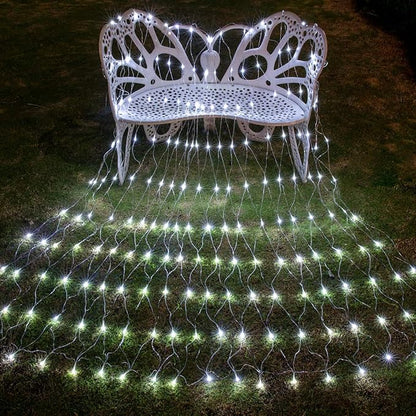 AWQ 360 LED 13.1ft x 6.6ft String Lights Net Mesh Lights Christmas Net Lights 8 Modes for Christmas Wedding Party Home Garden Lawn Bushes Bedroom Indoor Outdoor Decor (White)