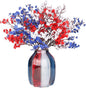 4th of July Red White and Blue Decorations Flowers 6 Bundle Artificial Babys Breath Fake Silk Patriotic Flowers for Independence Day Americana Home Decor Floral Indoor Arrangement Table Centerpieces