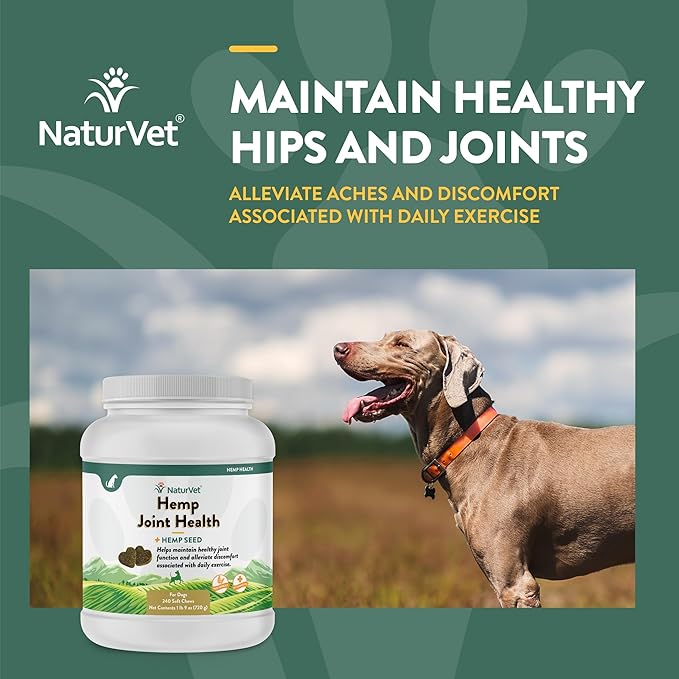 NaturVet Hemp Joint Health Hip & Joint Support Dog Supplement – Soft Chew Supplements for Dogs with Glucosamine, MSM, Chondroitin, Omega 3, Vitamins, Antioxidants – 240 Ct.-Mewly Pet
