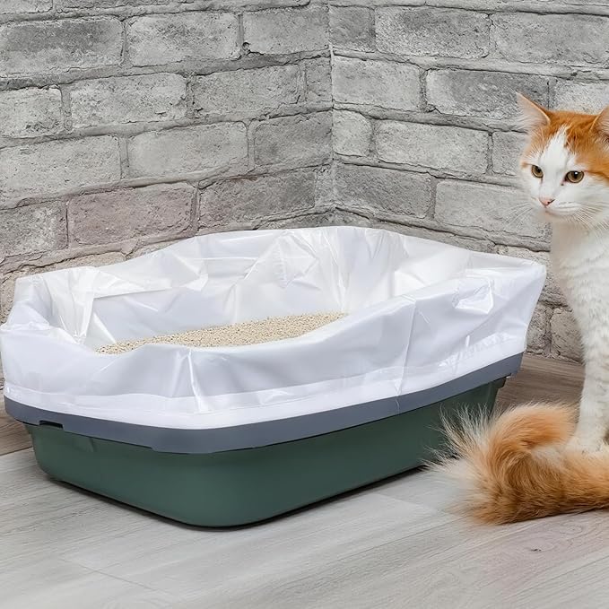 40 Count Cat Litter Liners Large, Jumbo Drawstring Extra Durable Pet Cat Pan Liners Extra-Thick Kitty Litter Box Bag 36" x 19"-Mewly Pet