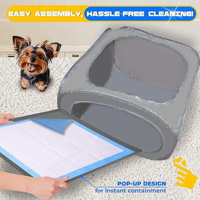 TidyFriend Cat Litter Box Enclosure 24” x 24” with Peepad Holder Tray Fits for 24” x 24” Pee Pad, Enclosed Small Cat Litter Box with Removable Wee Wee Pad Holder, High-Sided Pet Enclosure (Dark Grey)-Mewly Pet