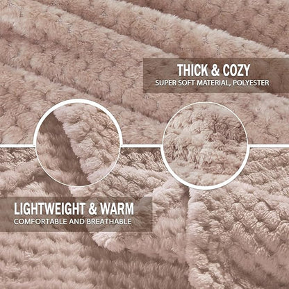 Exclusivo Mezcla Fleece Bed Blanket Twin Size, Super Soft and Warm Blankets for Couch, Sofa and Bed Waffle Textured, Cozy, Fuzzy and Lightweight (Camel, 90x66 Inches)