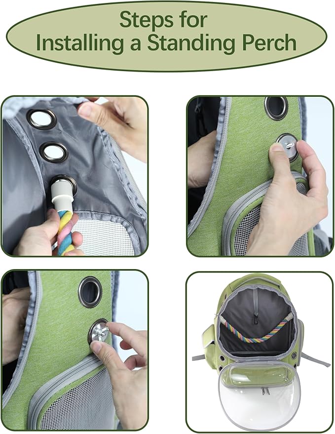 Bird Backpack Carrier Travel Cage with Perch, Tray &Food Cups for African Greys, Conures Parakeet Cockatiel Budgie,Small Animal Pet Carrier Bag for Vet Hiking Camping-Mewly Pet