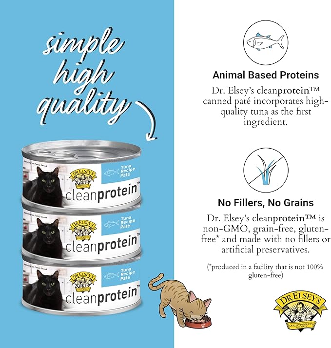 Dr. Elsey's cleanprotein Tuna Recipe Wet Cat Food (Case of 24), 2.75 oz Canned Food-Mewly Pet