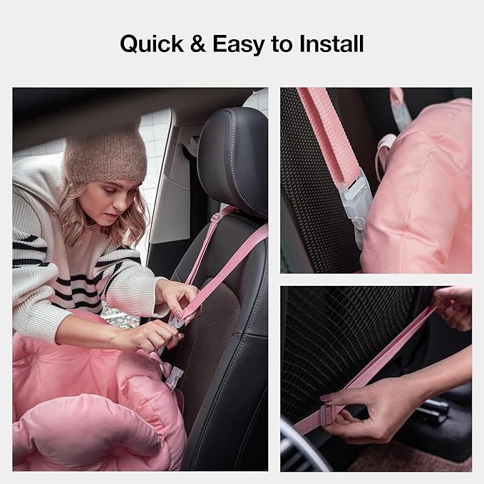 VETRESKA Dog Carrier Dog Car Seat for Small Dogs - Washable Cat Carrier Portable Puppy Bed for Car Seat of Easy Installation Pet Travel Carrier Bed with Storage Pocket & Safety Clip-On Leas-Mewly Pet