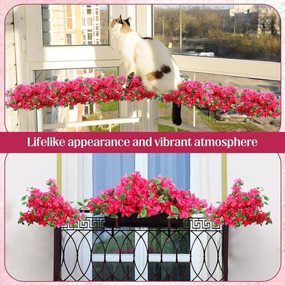 30 Pcs Artificial Faux Bougainvillea Fake Flower Silk Bougainvillea Branches UV Resistant Outdoor Indoor Decoration for Wedding Home Centerpieces Outside Decor (Rose Red)