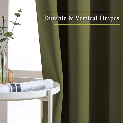 NICETOWN Olive Room Darkening Doorway Curtains 78 inches Long, Grommet Light Blocking Window Treatments Sound Reducing Privacy Drapes for Living Room/Bedroom, 2 Panels, W52 x L78