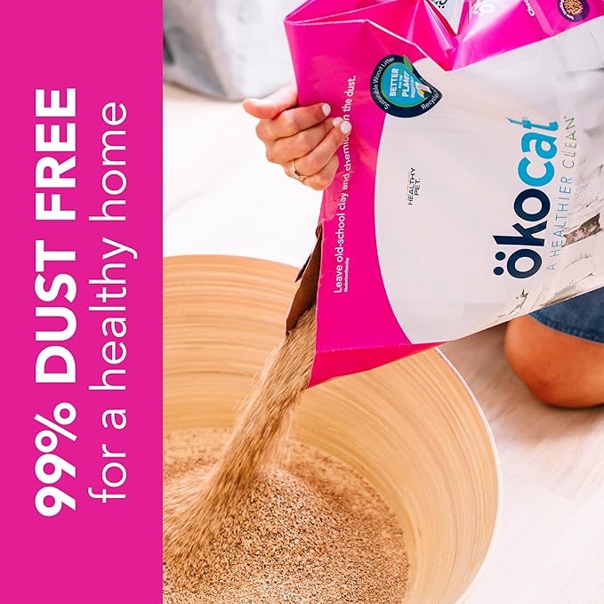 ökocat Super Soft Wood Clumping Cat Litter, Unscented,14 pounds - Natural Ingredients, Stops Odor, Clumps Solid, 99% Dust Free, Great for All Cats, Sensitive Paws, Kittens-Mewly Pet