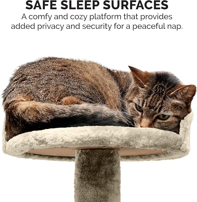 Furhaven 49.5" Tall Cat Tree for Indoor Cats, Ft. Sisal Scratching Posts, Plush Ball Toy, & Busy Box Toy - Tiger Tough Play Stairs Interactive Playground Tower - Cream, One Size-Mewly Pet