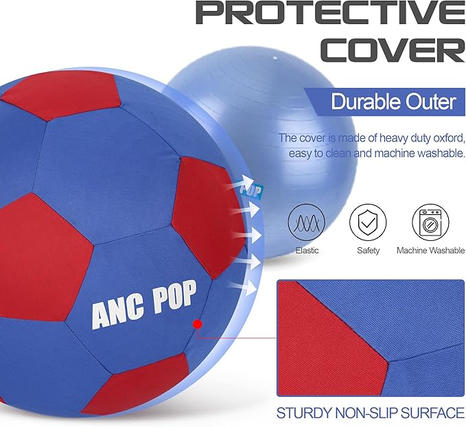 Herding Ball for Dogs Horse Ball & Cover 25" for Horses Large with Hand Pump for Play, Blue and Red-Mewly Pet