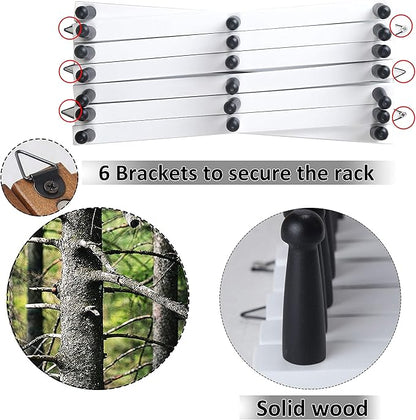 WEBI Accordion Wall Hanger,Expandable Wooden Coat Rack Wall Mounted,Accordion Hat Rack for Wall,Accordion Hook Rack for Hats,Caps,20 Pegs Hooks,Black on White