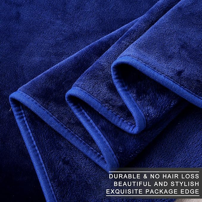 Fleece Blanket Queen Size 350GSM Lightweight Throw for The Bed Extra Soft Brush Fabric Super Warm Sofa Blanket 90" x 90"(Royal Blue Queen)