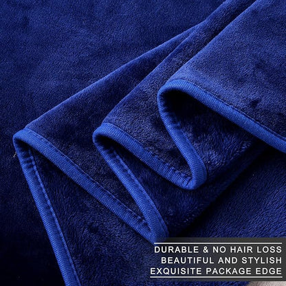Fleece Blanket Twin Size 350GSM Lightweight Throw for The Bed Extra Soft Brush Fabric Super Warm Sofa Blanket 66" x 90"(Royal Blue Twin)