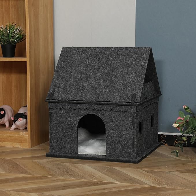 2-Tier Indoor Cat Apartment，Cozy Pet Cat Bed, Hideaway, and Sturdy Cat Castle for Multiple and Large Cats-Mewly Pet