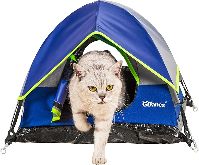 GDanes Blue Cat Tent, Large Cave Bed for Indoor Cats and Small Dogs with Soft Pad - 22" x 22" x 16"-Mewly Pet