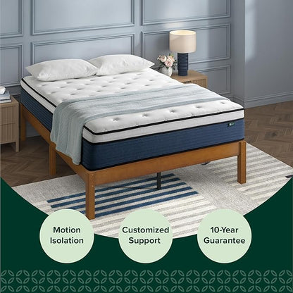 ZINUS 10 Inch Comfort Support Hybrid Mattress [New Version], Queen, Fiberglass Free, Medium Plush, Motion Isolation, Certified Safe Foams & Fabric, Mattress in A Box