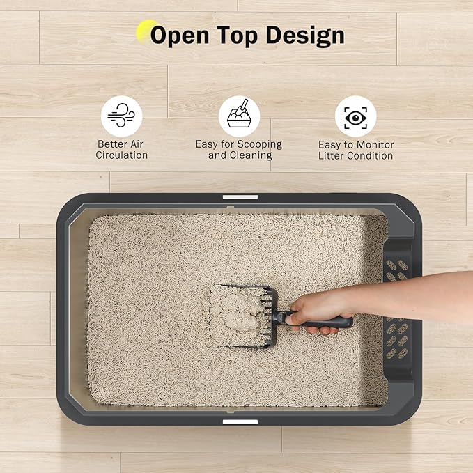 Stainless Steel Litter Box, Extra Large Litter Boxes for Big Cats, XLarge Metal Cat Litter Box with Lid, Anti-Urine Leakage XL Box with High Sides, Easy Clean, Non-Sticky, Scoop Included-Mewly Pet