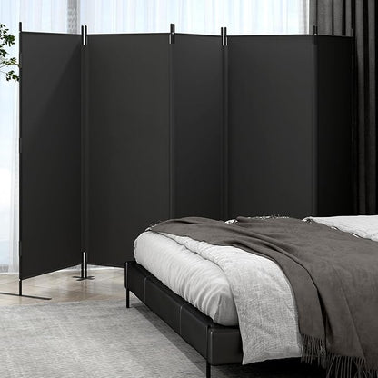 JAXPETY Room Divider 5 Panel Privacy Screen Wall Dividers for Room Separation Flexible Partition Folding Portable Room Partition for Office 145" W x 73" H, Black