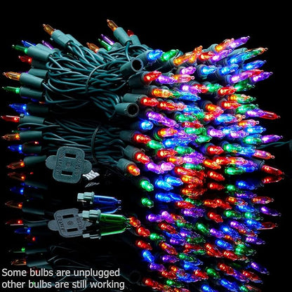 YULETIME 200 Count Multicolor LED Christmas Lights, 66 Feet Green Wire UL Certified Commercial Grade Holiday String Light Set (Multicolor)