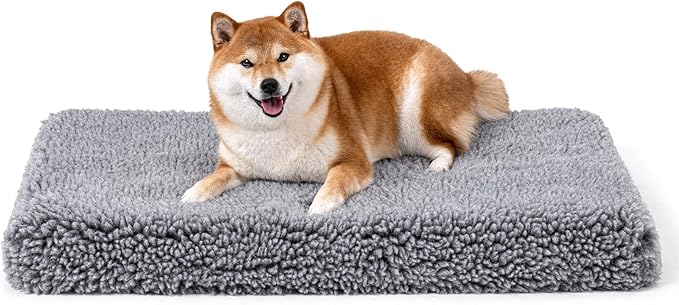 Stoutwool 4" Indestructible Dog Bed - Orthopedic Chew Proof Dog Crate Pad - Fluffy Kennel Mat for Aggressive Chewers - Ideal for Medium Breeds & Fits 30-Inch Crate - 29"x18", Charcoal-Mewly Pet