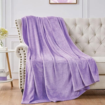 Walensee Fleece Blanket Plush Throw Fuzzy Lightweight (Queen Size 90x90 Lavender) Super Soft Microfiber Flannel Blankets for Couch, Bed, Sofa Ultra Luxurious Warm and Cozy for All Seasons