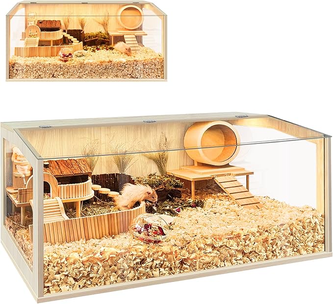 Prolee Hamster Cage Chew Proof, Guinea Pig Cages, Mice and Rat Habitat Openable Top, Hamster Habitat Solid Built-Mewly Pet