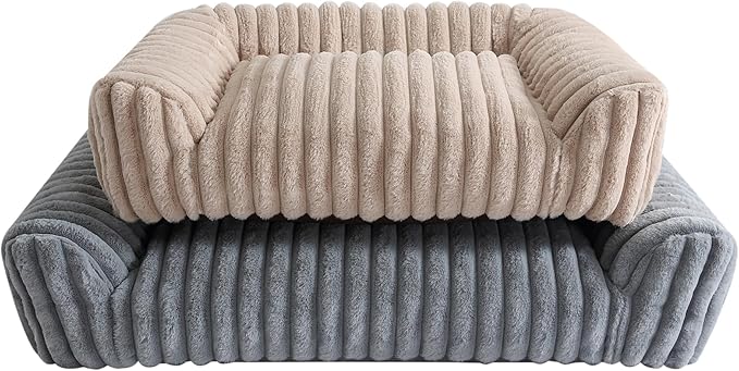 Arlee Saddle Sofa Memory Foam Pet Bed, Comfortable & Washable, Ideal for Dogs and Puppies, Extra Comfort, Couch Design, Crate & Kennel Furniture, Pet Supplies & Essentials, Tan, Medium-Mewly Pet