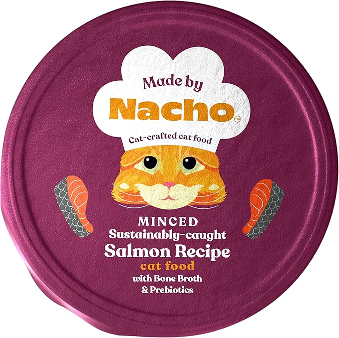 Made by Nacho Wet Cat Food, Sustainably-Caught Minced Salmon in Bone Broth for Hydration, Digestive Health, High Protein, 2.5 Ounce Cups (10 Pack)-Mewly Pet