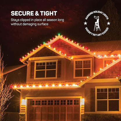 SEWANTA Christmas Light Clips - Set of 200 Mini Clips for Gutters and Shingles - Hanging Outdoor Lights - USA Made - No Tools Required