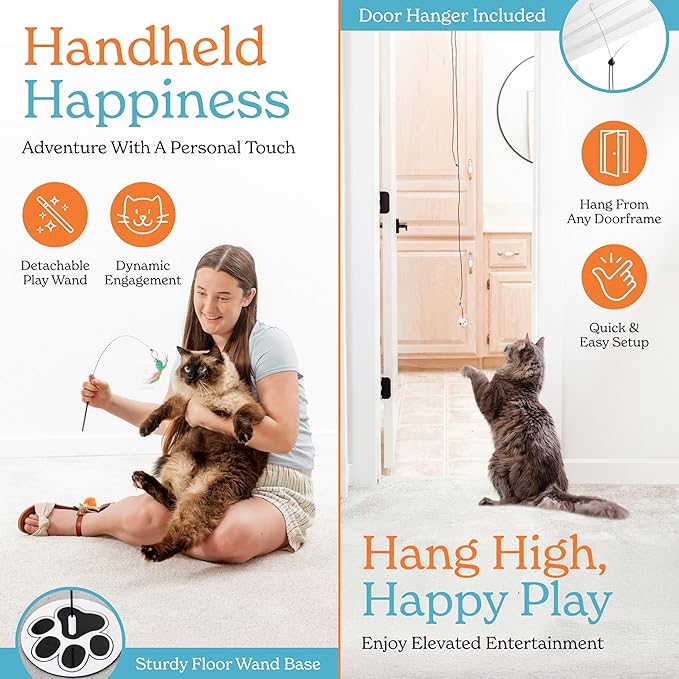 Interactive Cat Toys for Indoor Cats Suction Cup Cat Toys for Indoor Cats Bird Hunting Slefplay Simulation for Kitten Flying Bird Toy Feather Wand Attachments-Mewly Pet