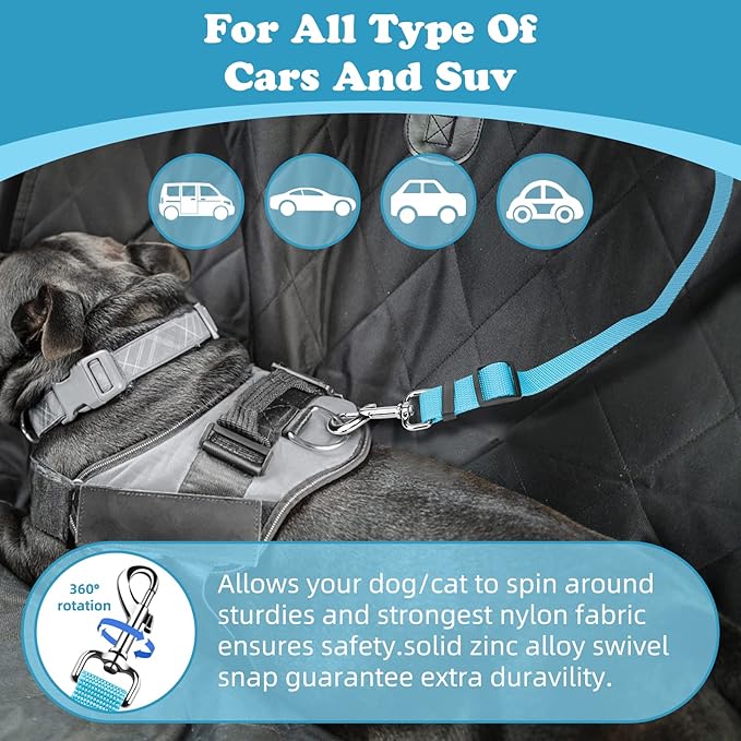 BWOGUE 2 Packs Dog Cat Safety Seat Belt Strap Car Headrest Restraint Adjustable Nylon Fabric Dog Restraints Vehicle Seatbelts Harness-Mewly Pet