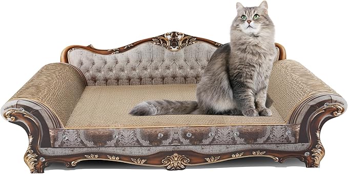 Sofa Shaped Scratching Couch,Thick Scratching Cardboard, Lounge Bed for Indoor Rest&Play, Sofa Scratcher Pad (39.4" L X 14.4 "W X 14" H)-Mewly Pet