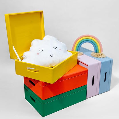 XL Red Wooden Box Storage with Hinged Lid | 15.8 x 11.8 x 5.5 inches (+-0.5) | with Handles | Gift Box Storage Document | Product NOT Intended for 15 Years OR Below