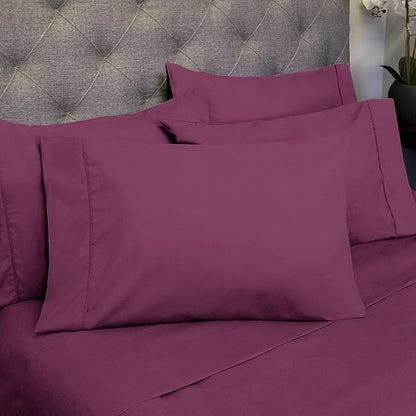 Queen Sheets Berry - 6 Piece 1500 Supreme Collection Fine Brushed Microfiber Deep Pocket Queen Sheet Set Bedding - 2 Extra Pillow Cases, Great Value, Queen, Berry
