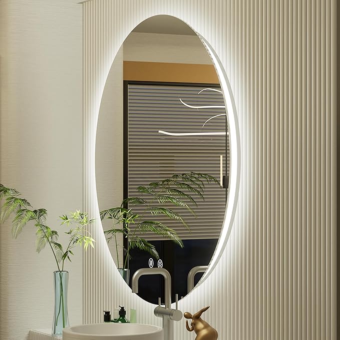30 Inch Frameless Round Mirror with Light, Round LED Mirror for Bathroom, LED Lighted, Dimmable,Touch, Anti-Fog, Adjustable 3000K/4500K/6000K