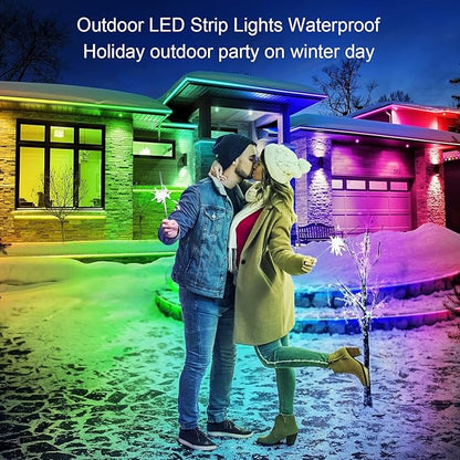AILBTON 200ft Outdoor LED Strip Lights Waterproof,IP68 Outside Led Light Strips Waterproof with Bluetooth App Remote Control,Music Sync RGB Exterior Led Rope Lights,for Balcony,Deck,Roof,Garden,Pool