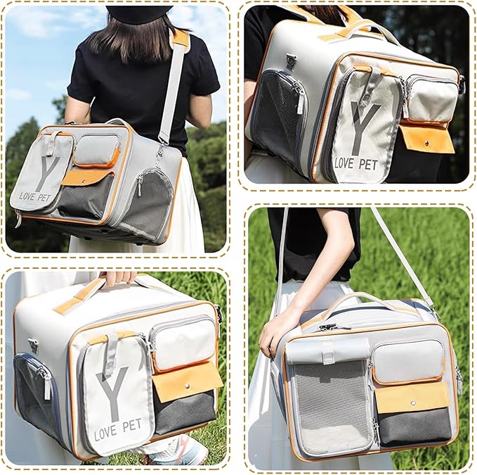 Dog Backpack, Pet Backpack with Upgrade Waist Cushion Design to Better Fit The Waist, Ventilated Soft Cat Backpack for Travel, Hiking, Camping(Gray)-Mewly Pet