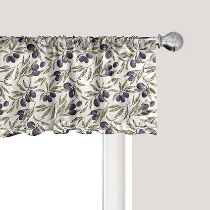 Ambesonne Olive Window Valance, Digitally Generated Hand Drawn Style Botanical Blossoms, Curtain Valance for Kitchen Bedroom Decor with Rod Pocket, 54" X 18", Quartz Taupe